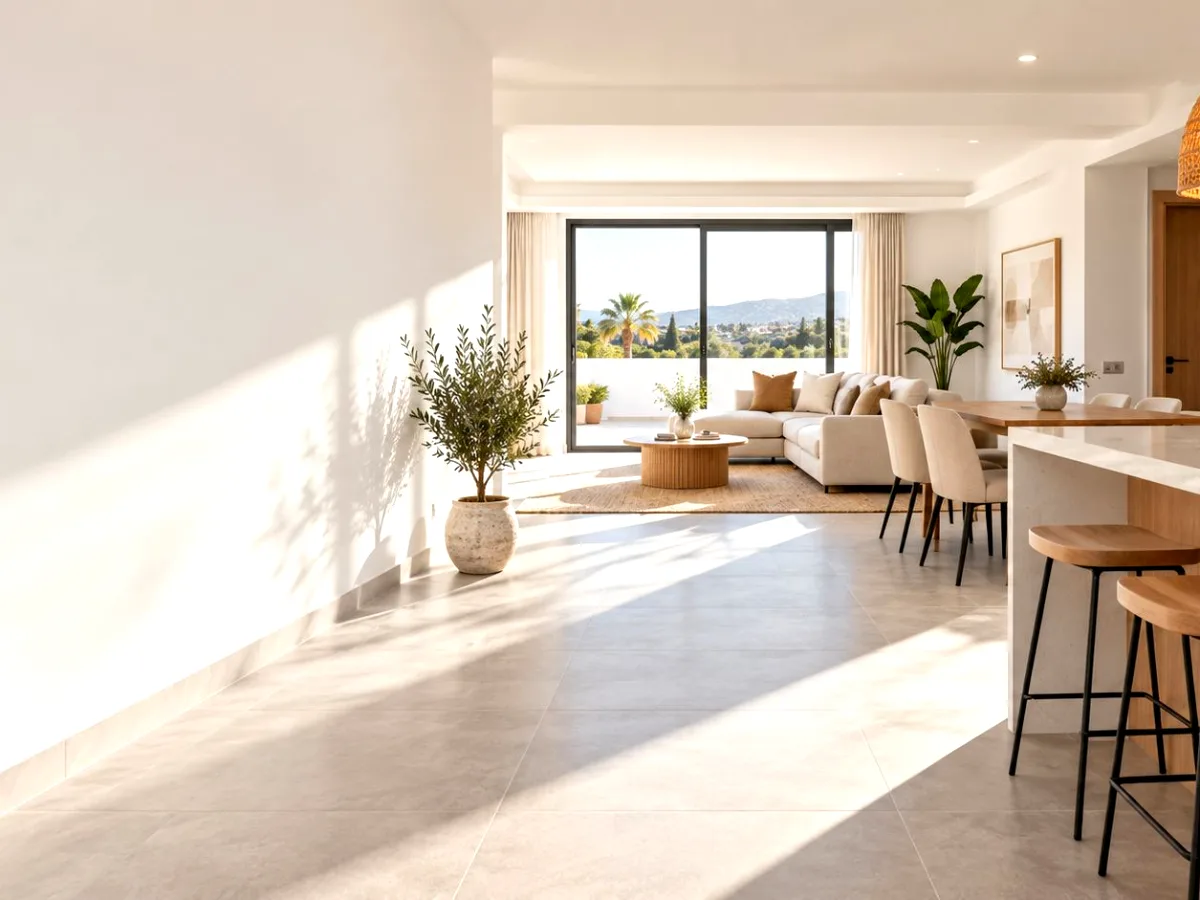 Vivienda reformada con suelo porcelánico y techo de pladur